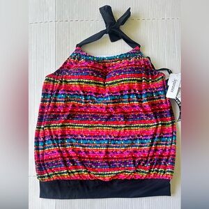 NEW TRIMSHAPER Women's Tankini Top‎ Size 14 Confetti Alicia Halter
